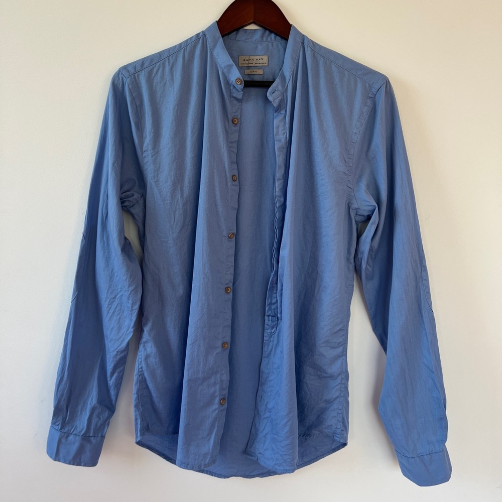 Zara man light blue slim fit long sleeve button up Size S 38